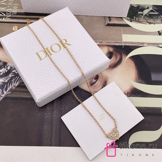 Dior Clair D Lune Necklace Pink Finish Metal and Pink Crystals - 1