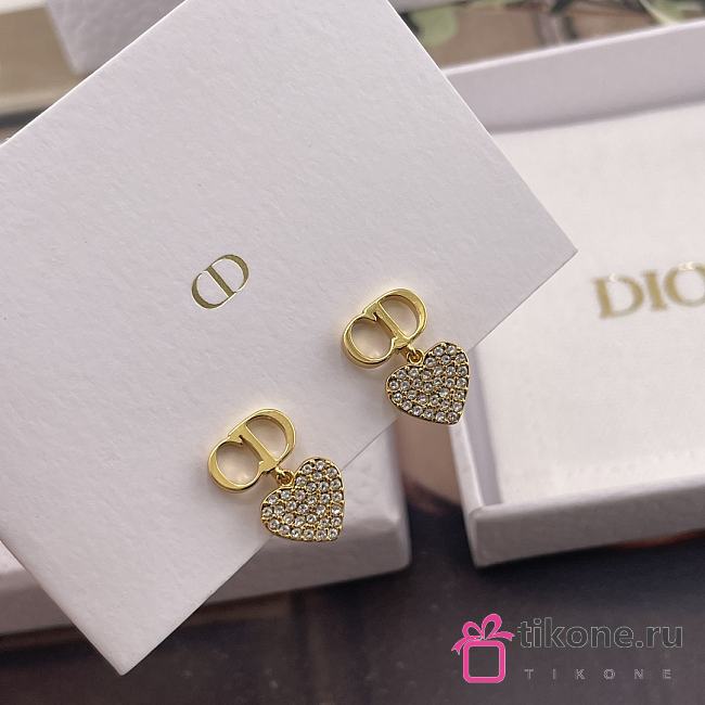 Dior Clair D Lune Clip On Earrings Gold Finish Metal and Silver Tone Crystals - 1
