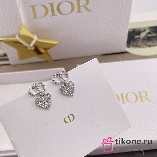 Dior Clair D Lune Clip On Earrings Silver Finish Metal and Silver Tone Crystals - 1