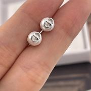 Dior Tribales Earrings Silver Finish Metal with White Resin Pearls and White Crystals - 5