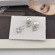 Dior Tribales Earrings Silver Finish Metal with White Resin Pearls and White Crystals - 3