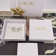 Dior Tribales Earrings Silver Finish Metal with White Resin Pearls and White Crystals - 2