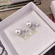 Dior Tribales Earrings Silver Finish Metal with White Resin Pearls and White Crystals - 1