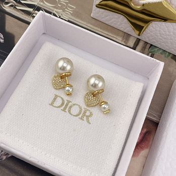 Dior Tribales Earrings Gold Finish Metal with White Resin Pearls and White Crystals