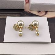 Dior Tribales Earrings Gold Finish Metal with White Resin Pearls and White Crystals - 5