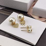 Dior Tribales Earrings Gold Finish Metal with White Resin Pearls and White Crystals - 4