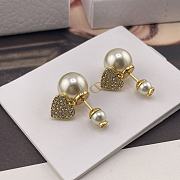 Dior Tribales Earrings Gold Finish Metal with White Resin Pearls and White Crystals - 3