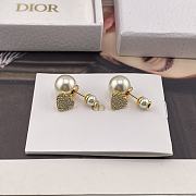 Dior Tribales Earrings Gold Finish Metal with White Resin Pearls and White Crystals - 2