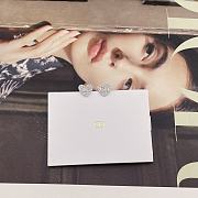 Dior Clair D Lune Stud Earrings Silver Finish Metal and White Crystals  - 6