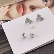 Dior Clair D Lune Stud Earrings Silver Finish Metal and White Crystals  - 5