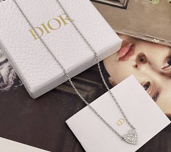 Dior Clair D Lune Necklace Silver Finish Metal and White Crystals