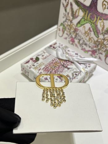 Lucky Dior Brooch Gold Finish Metal and White Resin Pearls