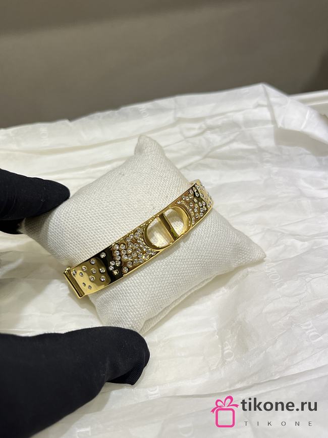 Dior 30 Montaigne Bangle Gold Finish Metal and Silver Tone Crystals - 1
