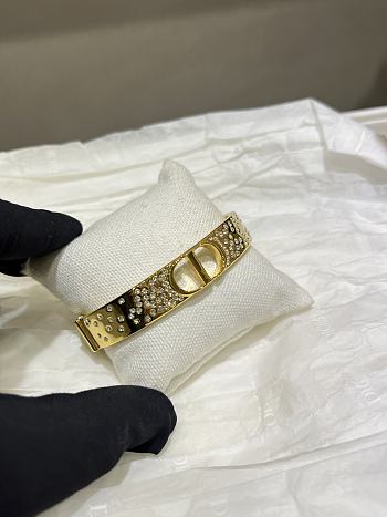 Dior 30 Montaigne Bangle Gold Finish Metal and Silver Tone Crystals