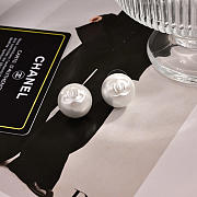 Chanel Stud Earrings White Pearl  - 1
