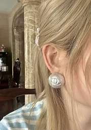 Chanel Stud Earrings White Pearl  - 3