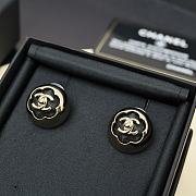 Chanel Stud Earrings Metal & Lambskin Golden & Black - 2