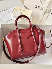 Givenchy Mini Antigona Lock Bag In Box Leather Burgundy - 29x20x13cm - 4