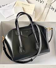 Givenchy Mini Antigona Lock Bag In Box Leather Black Gold - 29x20x13cm - 2