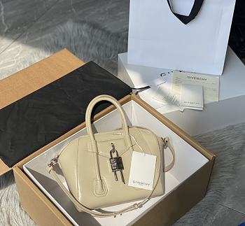 Givenchy Mini Antigona Lock Bag In Box Leather Cream - 29x20x13cm
