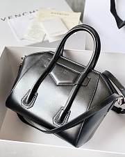 Givenchy Mini Antigona Lock Bag In Box Leather Black Silver - 29x20x13cm - 4