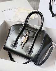 Givenchy Mini Antigona Lock Bag In Box Leather Black Silver - 29x20x13cm - 2