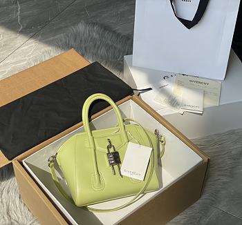 Givenchy Mini Antigona Lock Bag In Box Leather Green - 29x20x13cm
