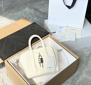 Givenchy Mini Antigona Lock Bag In Box Leather White - 29x20x13cm