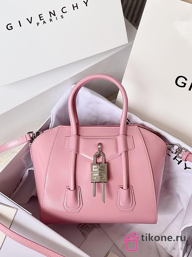 Givenchy Mini Antigona Lock Bag In Box Leather Pink - 29x20x13cm - 1