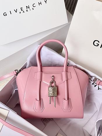 Givenchy Mini Antigona Lock Bag In Box Leather Pink - 29x20x13cm