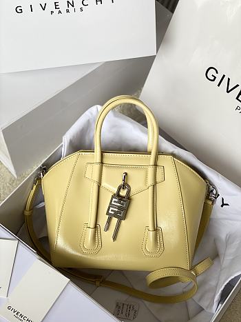 Givenchy Mini Antigona Lock Bag In Box Leather Yellow - 29x20x13cm