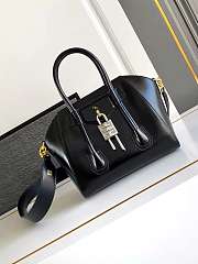 Givenchy Mini Antigona Lock Bag In Box Leather Black - 22x18x13cm - 3