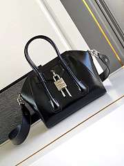 Givenchy Mini Antigona Lock Bag In Box Leather Black Silver - 22x18x13cm - 5