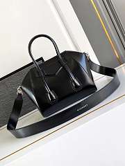 Givenchy Mini Antigona Lock Bag In Box Leather Black Silver - 22x18x13cm - 2