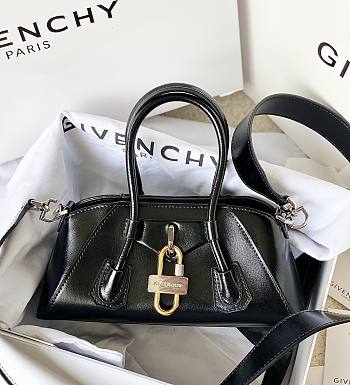 Givenchy Mini Antigona Lock Stretch In Box Leather Black - 22x12x8cm