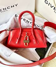 Givenchy Mini Antigona Lock Stretch In Box Leather Red - 22x12x8cm - 1