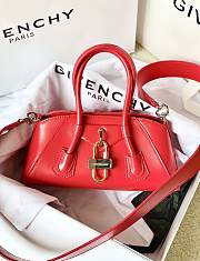 Givenchy Mini Antigona Lock Stretch In Box Leather Red - 22x12x8cm - 3