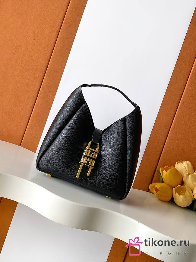 Givenchy G-Hobo Medium In Grained Leather With Padlock Black - 25x21x10cm - 1