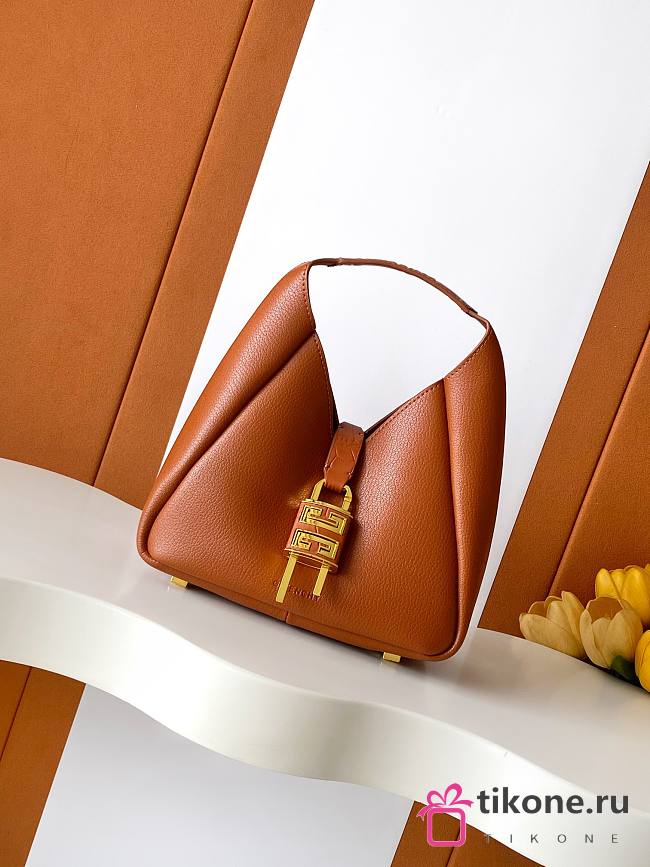 Givenchy G-Hobo Medium In Grained Leather With Padlock Brown - 25x21x10cm - 1