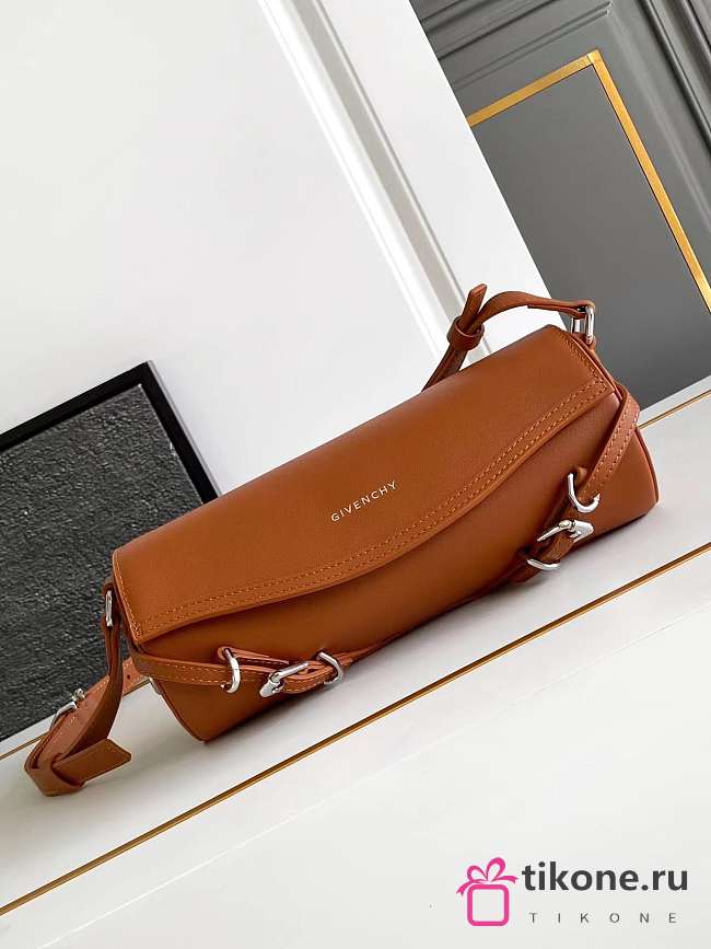 Givenchy Voyou Roller Bag In Grained Leather Brown - 25x10x13cm - 1