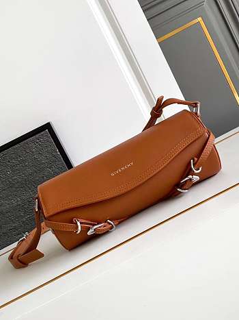 Givenchy Voyou Roller Bag In Grained Leather Brown - 25x10x13cm