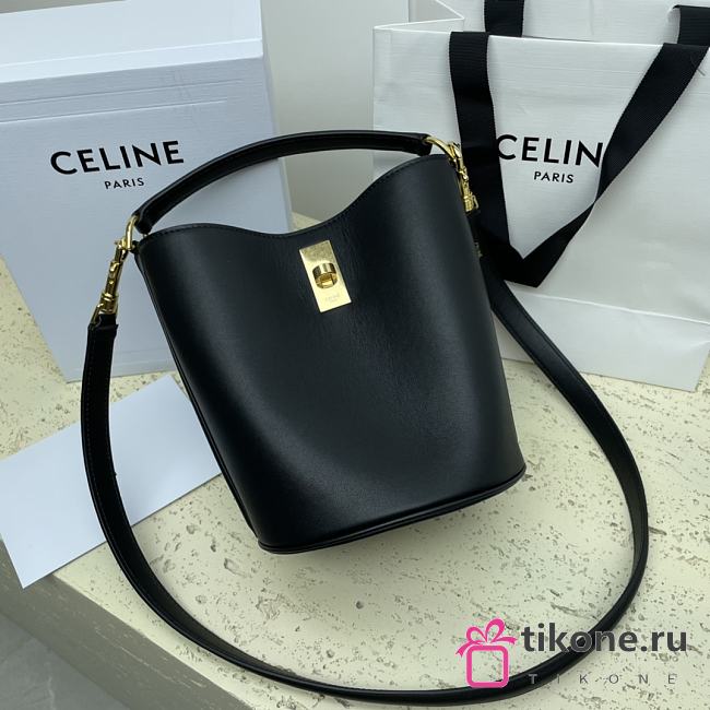 Celine Mini Bucket 16 In Smooth Calfskin Black - 16x18x16cm - 1