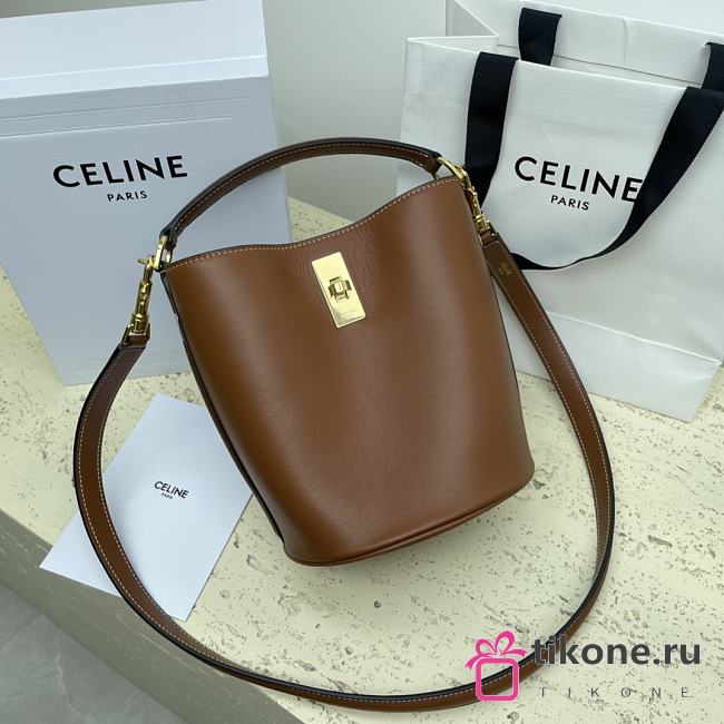 Celine Mini Bucket 16 In Smooth Calfskin Brown - 16x18x16cm - 1