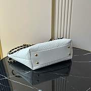 Chanel Small Shopping Bag Braided Raffia Calfskin & Gold Tone Metal White & Black - 20x28x7cm - 3