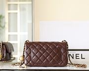 Chanel Mini Flap Bag Shiny Lambskin & Gold Tone Metal Dark Brown - 20x13x7cm - 2