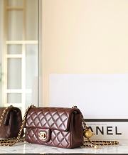 Chanel Mini Flap Bag Shiny Lambskin & Gold Tone Metal Dark Brown - 20x13x7cm - 6