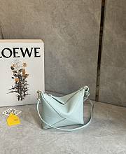Loewe Puzzle Fold Pouch In Shiny Nappa Calfskin Blue Iceberg - 23x15.5x6.5cm - 6