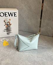 Loewe Puzzle Fold Pouch In Shiny Nappa Calfskin Blue Iceberg - 23x15.5x6.5cm - 4