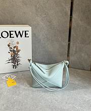 Loewe Puzzle Fold Pouch In Shiny Nappa Calfskin Blue Iceberg - 23x15.5x6.5cm - 3