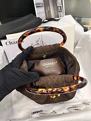 Chanel Small Hobo Bag Suede Calfskin Turtoise Shell Effect Plexi & Gold Tone Metal Brown - 24x18x12cm - 3
